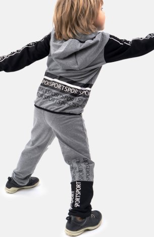 Серый комплект трикотажный для мальчиков: толстовка, брюки для мальчика PlayToday 390005, вид 2