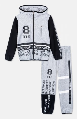 Серый комплект трикотажный для мальчиков: толстовка, брюки для мальчика PlayToday 390005, вид 1