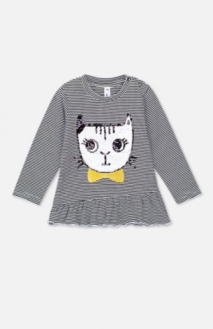 Серая футболка с длинным рукавом для девочки PlayToday Baby 398008, вид 1