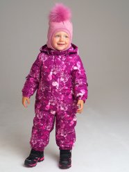 Розовый комбинезон зимний на велюре для девочки PlayToday Baby 398151