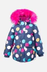 Темно-синяя куртка зимняя на флисе для девочки PlayToday Baby 398152