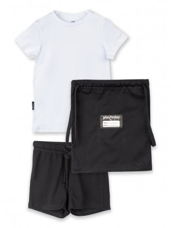 Белый комплект трикотажный: футболка, шорты для девочки PlayToday 399306, вид 1