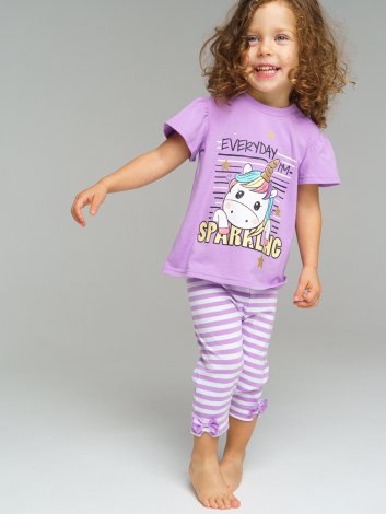 Фиолетовый комплект: футболка, брюки (легинсы) для девочки PlayToday Baby 42123015, вид 2