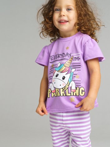 Фиолетовый комплект: футболка, брюки (легинсы) для девочки PlayToday Baby 42123015, вид 3