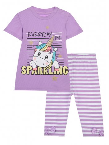 Фиолетовый комплект: футболка, брюки (легинсы) для девочки PlayToday Baby 42123015, вид 1