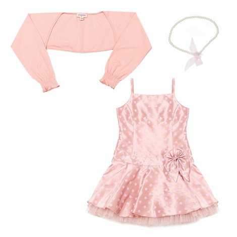 Розовый комплект: платье, болеро, бусы для девочки PlayToday 432002, вид 1