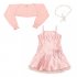 Розовый комплект: платье, болеро, бусы для девочки PlayToday 432002, вид 1 превью