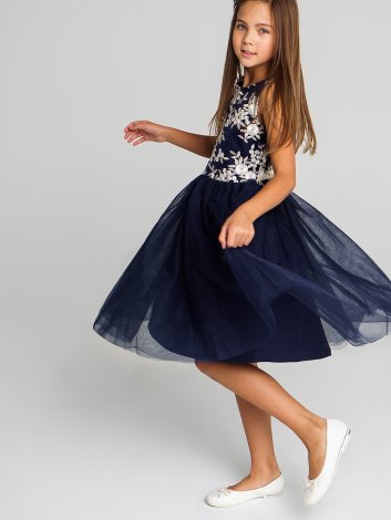 Темно-синее платье для девочки PlayToday Tween 494005, вид 6