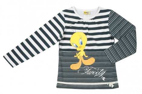 Серая футболка с длинными рукавами для девочки PlayToday 612004, вид 1