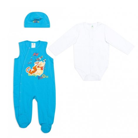 Голубой комплект: боди, полукомбинезон, шапка для мальчика PlayToday Baby 647006, вид 1