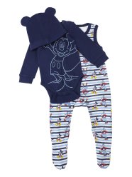 Синий комплект: комбинезон, боди, шапка для мальчика PlayToday Baby 820413905