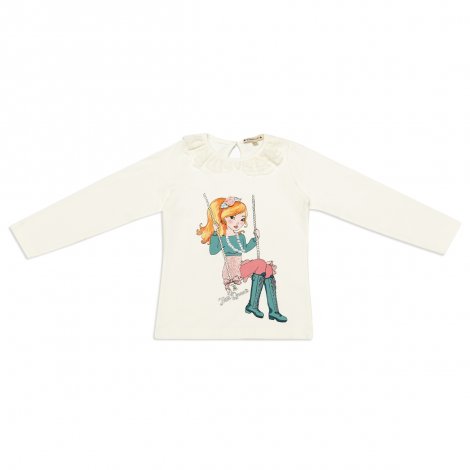 Кремовая футболка с длинным рукавом для девочки PlayToday 842011, вид 1