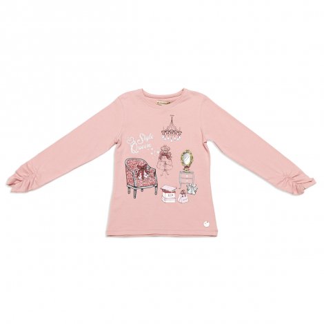 Темно-розовая футболка с длинным рукавом для девочки PlayToday 842012, вид 1