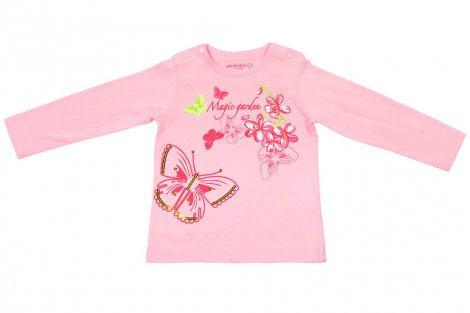 Розовая футболка с длинными рукавами для девочки PlayToday Baby 148015, вид 1