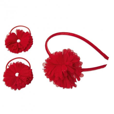Красный комплект аксессуаров для волос: резинки - 2 шт., ободок для девочки PlayToday 342707, вид 1