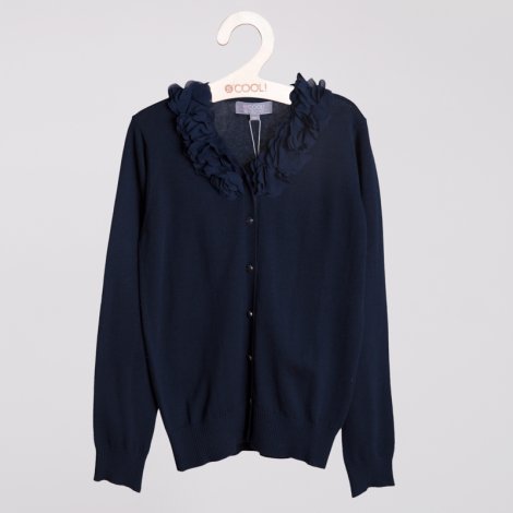 Темно-синий кардиган трикотажный для девочек  темно-синий для девочки S'COOL 354004, вид 1