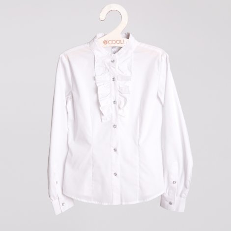 Белая блузка текстильная для девочек  белая для девочки S'COOL 354013, вид 1