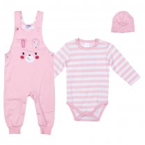 Светло-розовый комплект: боди,полукомбинезон, шапочка для девочки PlayToday Baby 378810