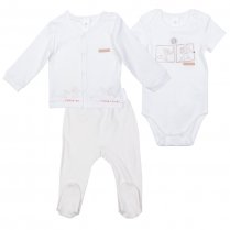 Белый комплект: боди, кофточка, ползунки для мальчика PlayToday Baby 577804