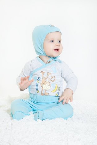 Голубой комплект: шапка, 2 шт. для мальчика PlayToday Baby 147031, вид 2
