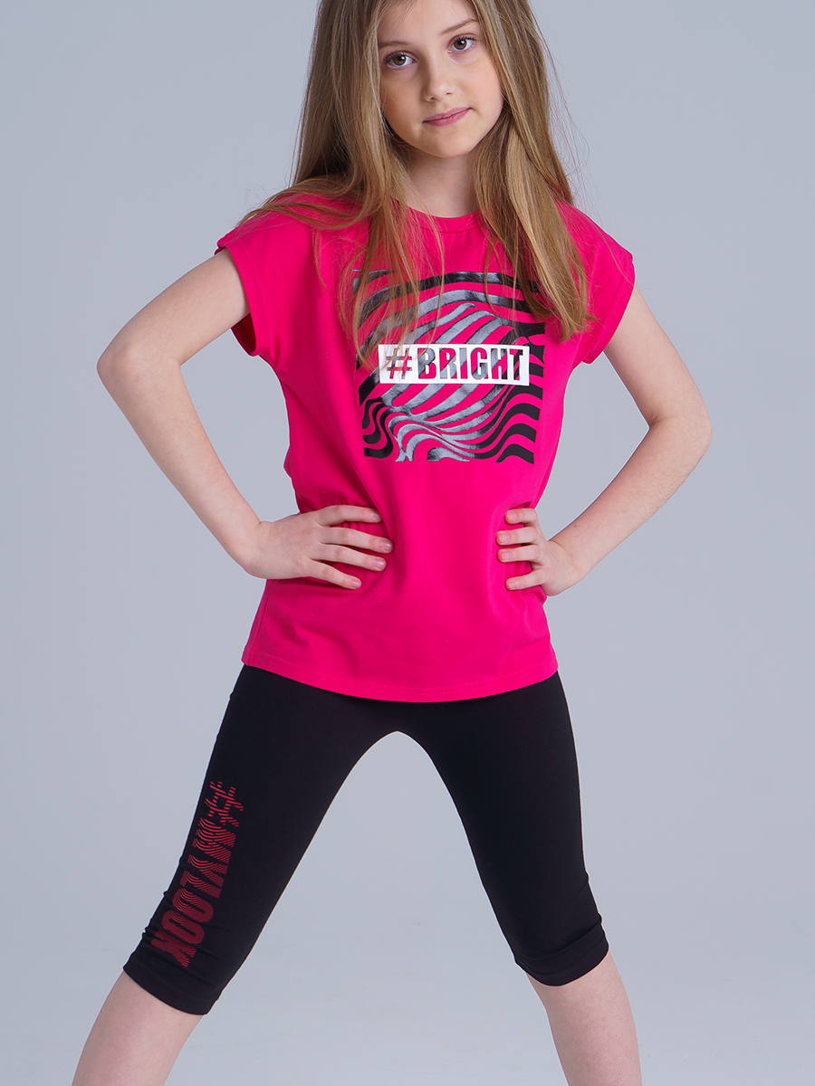 Черный комплект: футболка, легинсы для девочки PlayToday Tween (12121162) купить в интернет-магазине Одевайка.ру
