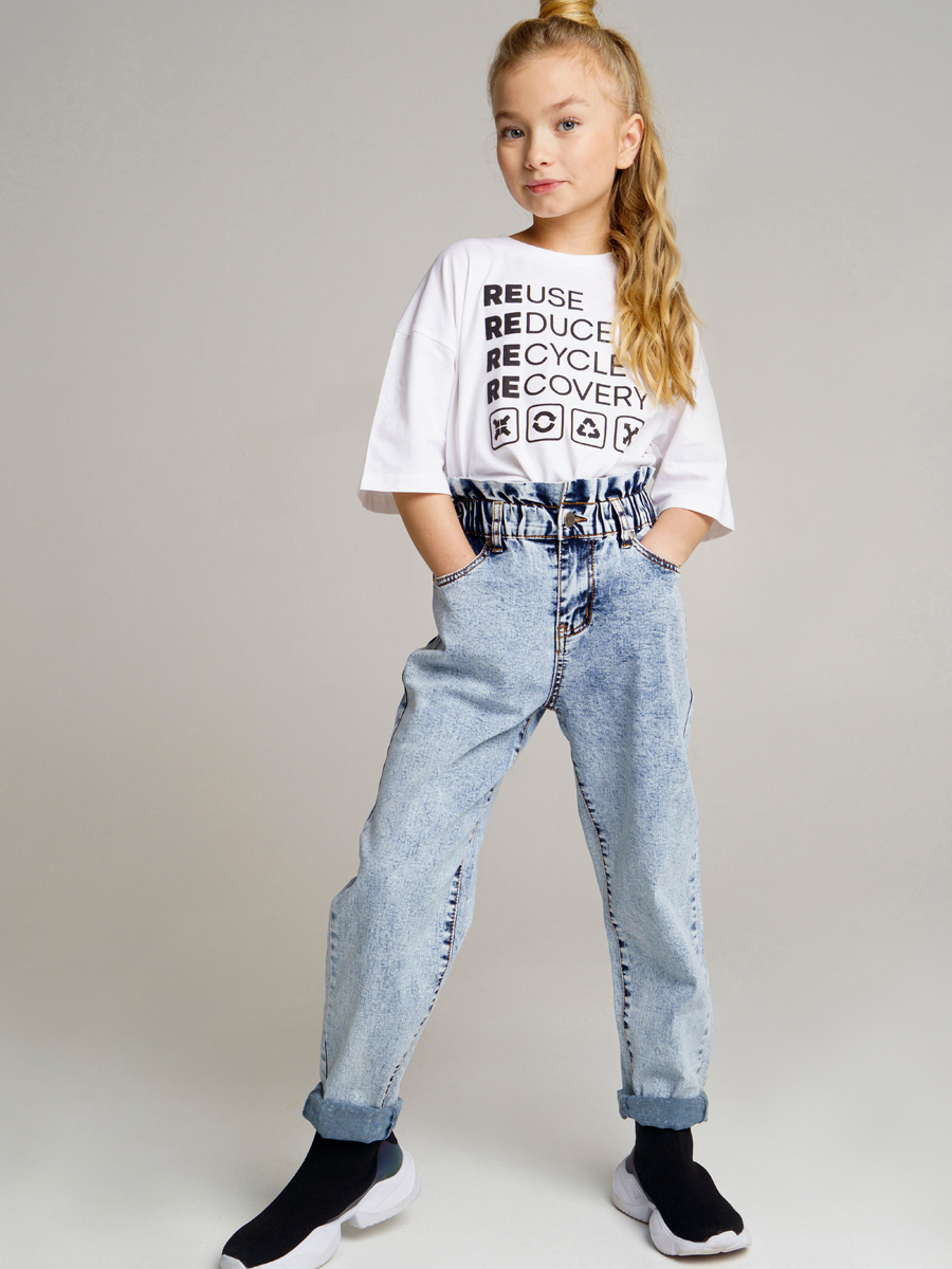 Серо-синие брюки джинсовые для девочки PlayToday Tween (12221160) купить винтернет-магазине Одевайка.ру